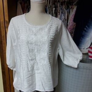 White Embroidered Women's Top